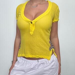 Zac Posen Embellished Chartreuse Henley